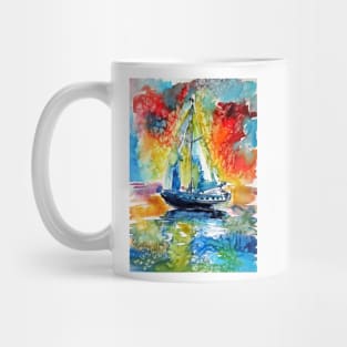 Sailboat at sunrise Mug